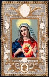 Andachtsbild: Schmerzhafte Muttergottes. Chromolithographie Anfang des 20. Jahrhunderts