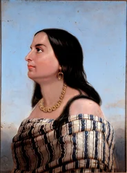 Porträt von Anita Garibaldi, Ehefrau von Giuseppe Garibaldi. Anonymes Gemälde. Private Sammlung