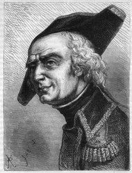 Porträt von General Luc Siméon Auguste Dagobert (1736-1794). Gravur von 1866 in „Histoire de la Révolution française“ von Adolphe Thiers. Private Sammlung.
