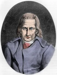 Porträt von Jacques Cazotte, französischer Autor - Porträt von Jacques Cazotte (1719-1792) - Gravur von 1863 in „Le Livre Rouge - Histoire De L