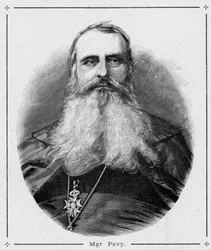 Porträt von Monsignore Louis-Antoine-Augustin Pavy (1805-1866), Bischof von Algier. Gravur in „Les Missions Catholiques au XIXème Siècle“ von Louis-Eugène Louvet. Private Sammlung.