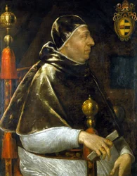 Porträt von Papst Alexander VI. (Rodrigo Borgia 1431-1503). Anonymes Gemälde. Mailand.