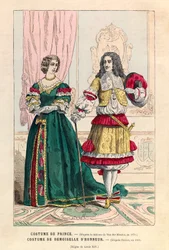 Fürstenkostüm und Brautjungfernkostüm unter der Herrschaft von Ludwig XIV. (1638-1715)