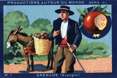 Produktionen rund um die Welt: Granada in Spanien. Chromolithographie von 1933 in "Joseph-Milliat Album"