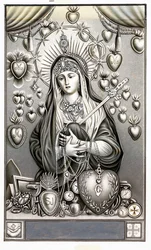 Darstellung der Schmerzensmutter, Mater Dolorosa. Andachtsbild. Anfang des 20. Jahrhunderts. Private Sammlung