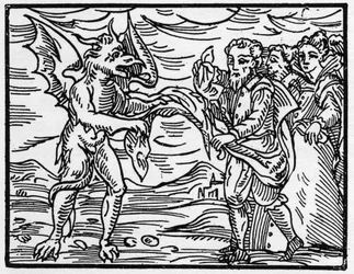 Satan entkleidet die Zauberer - „Compendium Maleficarum“, behandelt Hexen, ihre Bosheit und ihre Zauberei von Francesco Maria Guazzo oder Guaccio oder Guaccius (15?? -16??) 1608 Private Sammlung