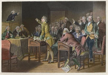 Stempelgesetz - Rede von Patrick Henry gegen das Stempelgesetz 1765 vor dem House of Burgesses