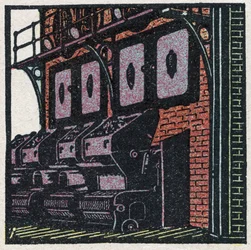 Dampferzeuger: Kesselbatterie. Anonyme Illustration von 1925. Private Sammlung.