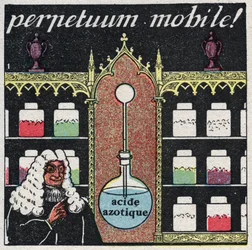 Temperatur und Ausdehnung: Das „mobile perpetuum“, das erste Thermometer, das im 16. Jahrhundert von Apothekern verwendet wurde. Anonyme Illustration von 1925. Private Sammlung.