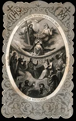 Die Jungfrau Maria mit der Heiligen Dreifaltigkeit (Gott, Jesus Christus und die Taube des Heiligen Geistes). 19. Jahrhundert