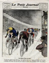 Das Sechstagerennen: Piet van Kempen, Alfred Grenda, Seres und Maurice Brocco während des Sprints