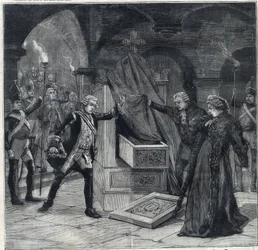 Die Bühne der Keller im Stück "Katharina von Russland" im Theater von Cathelet Paul Ginisty und Charles Samson. Gravur in "Le Petit Parisien"