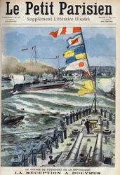 Die Reise des Präsidenten der Französischen Republik Armand Fallieres (1841-1931): der Empfang in Dover, England. In „Le Petit Parisien“ am 31.05.1908
