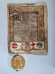 Vertrag von Amiens im August 1527, ein Bündnis zwischen König Heinrich VIII. und dem französischen König Franz I. gegen Kaiser Karl V. Paris, Nationalarchiv