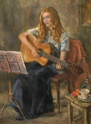 Nichola spielt ihre Gitarre