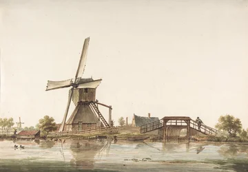 Landschaft mit Windmühle, spätes 18. Jahrhundert