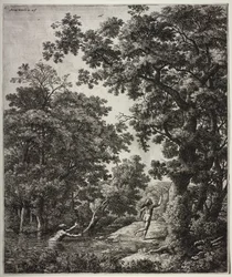 Sechs große aufrechte Landschaften mit Szenen aus Ovids Metamorphosen