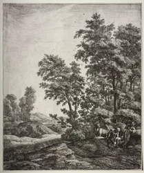Sechs große aufrechte Landschaften mit Szenen aus Ovids Metamorphosen: Merkur und Argus