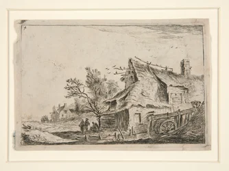 Dorf mit einer Wassermühle, aus einer Serie von 12 Landschaftsradierungen