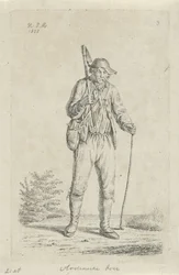 Bauer aus den Ardennen mit Hacke