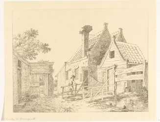 Junge geht über eine Holzbrücke