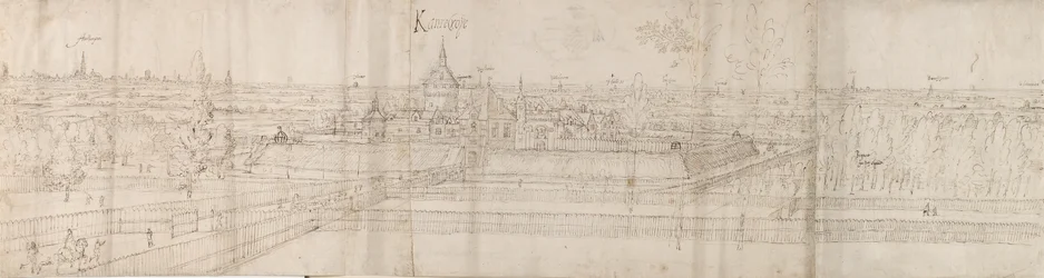 Ansicht des Palastes von Cantecroy bei Antwerpen und der umliegenden Landschaft, 1557-58