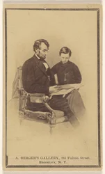 Präsident Lincoln liest seinem Sohn Tad die Bibel vor