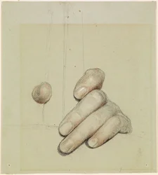 St. Georg für Merrie England - Studie der linken Hand, die eine Stange greift, 1880