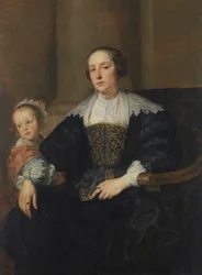 Porträt von Anna van Thielen, Ehefrau des Malers Theodor Rombouts, mit ihrer Tochter Anna Maria