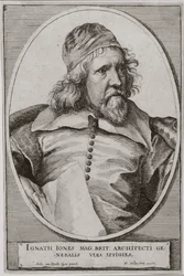 Porträt von Inigo Jones (1573-1652) graviert von Wenceslaus Hollar (1607-77) 1655
