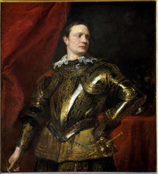 Porträt eines jungen Generals (oder Condottiere) mit goldener Rüstung