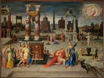 Die Sibylle von Tibur. Der Kaiser Augustus auf den Knien