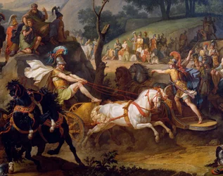Begräbnisspiele zu Ehren von Patroklos, Detail von Achilles auf seinem Wagen, ca. 1790