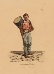 Der Gebäckverkäufer, Nummer 94 aus der Serie Die Rufe von Paris, graviert von Francois Seraphin Delpech (1778-1825)