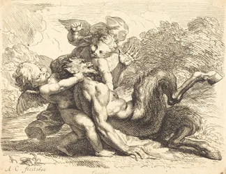 Pan von Putti überwältigt