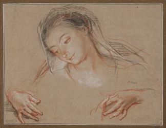 Studie für eine Madonna. Kopf und zwei Hände