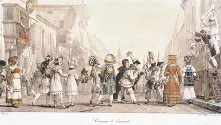 Karnevalskostüme, von Antoine-Jean-Baptiste Thomas (1791-1833), Aquarell. Italien
