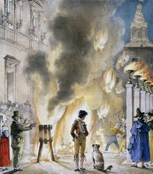 Kleines Feuerwerk im Palazzo Madama, von Antoine-Jean-Baptiste Thomas, Druck aus Un an a Rome et dans ses environs. Italien