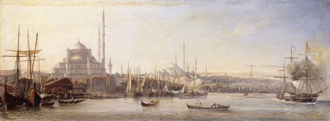 Das Goldene Horn mit der Suleimaniye und der Fatih-Moschee, Konstantinopel