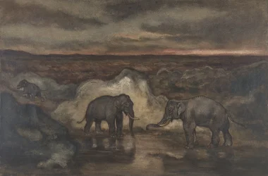 Elefanten an einem Teich