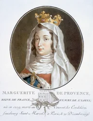 Margarete von der Provence, aus Portraits des grands hommes, femmes illustres, et sujets mémorables de France, graviert und in Farben gedruckt, veröffentlicht von Pierre Blin, 1786-92, Paris