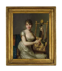 Porträt von Madame Larmoyer, dreiviertel Länge, eine Lyra haltend