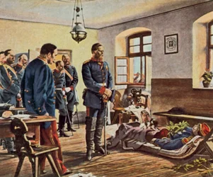 Kronprinz Friedrich Wilhelm am Leichnam von General Douay, 4. August 1870