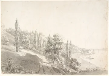 Landschaft mit Stadt an der Elbe