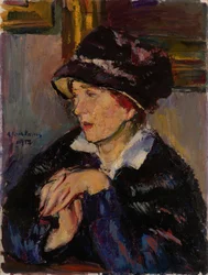 Frau mit dunklem Hut, 1917