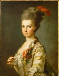 Erzherzogin Marie-Christine in einem gestreiften Seidenkleid