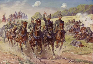 Deutsche Husarenbatterie unter feindlichem Beschuss