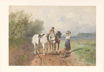 Gespräch auf einem Feldweg