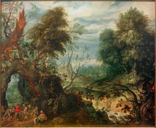 Waldlandschaft mit Händlern