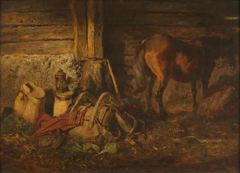 Stallinterieur mit Pferd